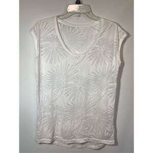 Beach Time Women's Floral Scoopneck T-Shirt White Size 4/6